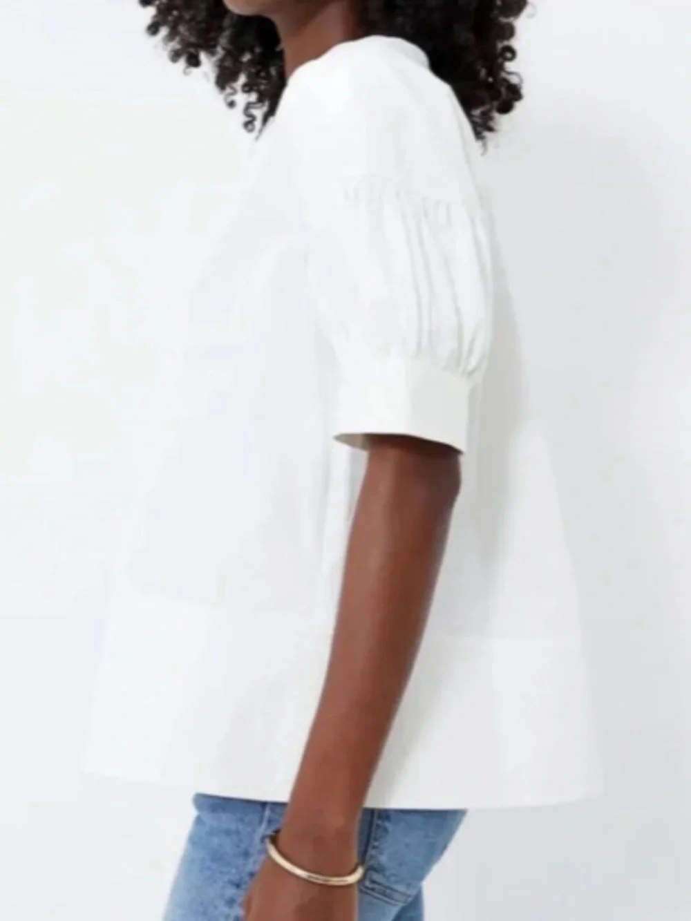 NWT Tuckernuck White Ruthie Split-Neck Puff Sleeve Blouse Size L - Picture 2 of 11